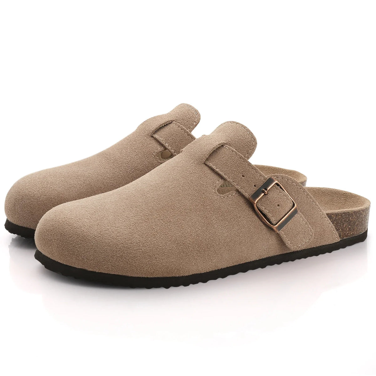 Cork Suede Mules Slippers for Women Fashion Men Clogs Shoes Classic Cork Antislip Outdoor Slippers with Arch Support