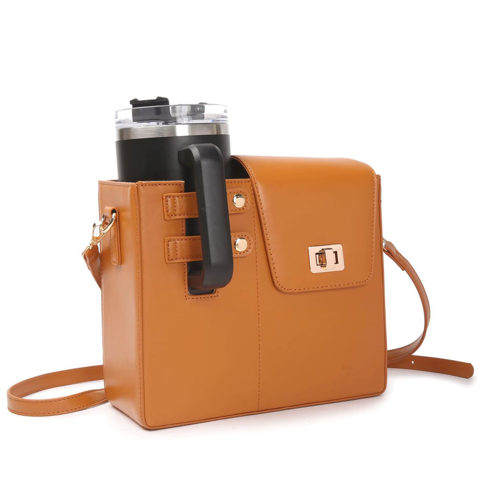 Outdoor Portable Women Crossbody Water Cup Storage Bag with Purse, Multifunctional Crossbody Shoulder Bag Water Bottle Holder