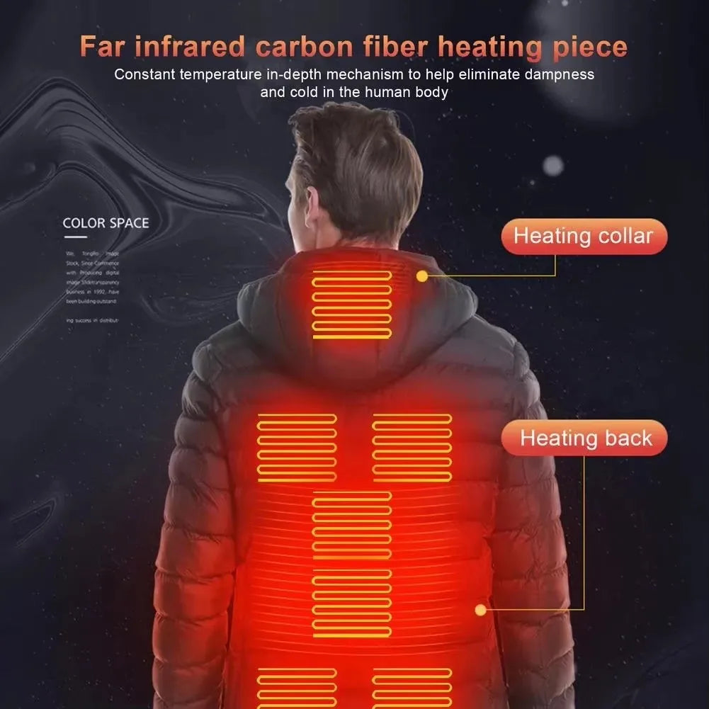 Men Heated Jacket USB Winter Outdoor Electric Heating Male Bobojaco Warm Sprots Thermal Coat Clothing Heatable Men'S Parka