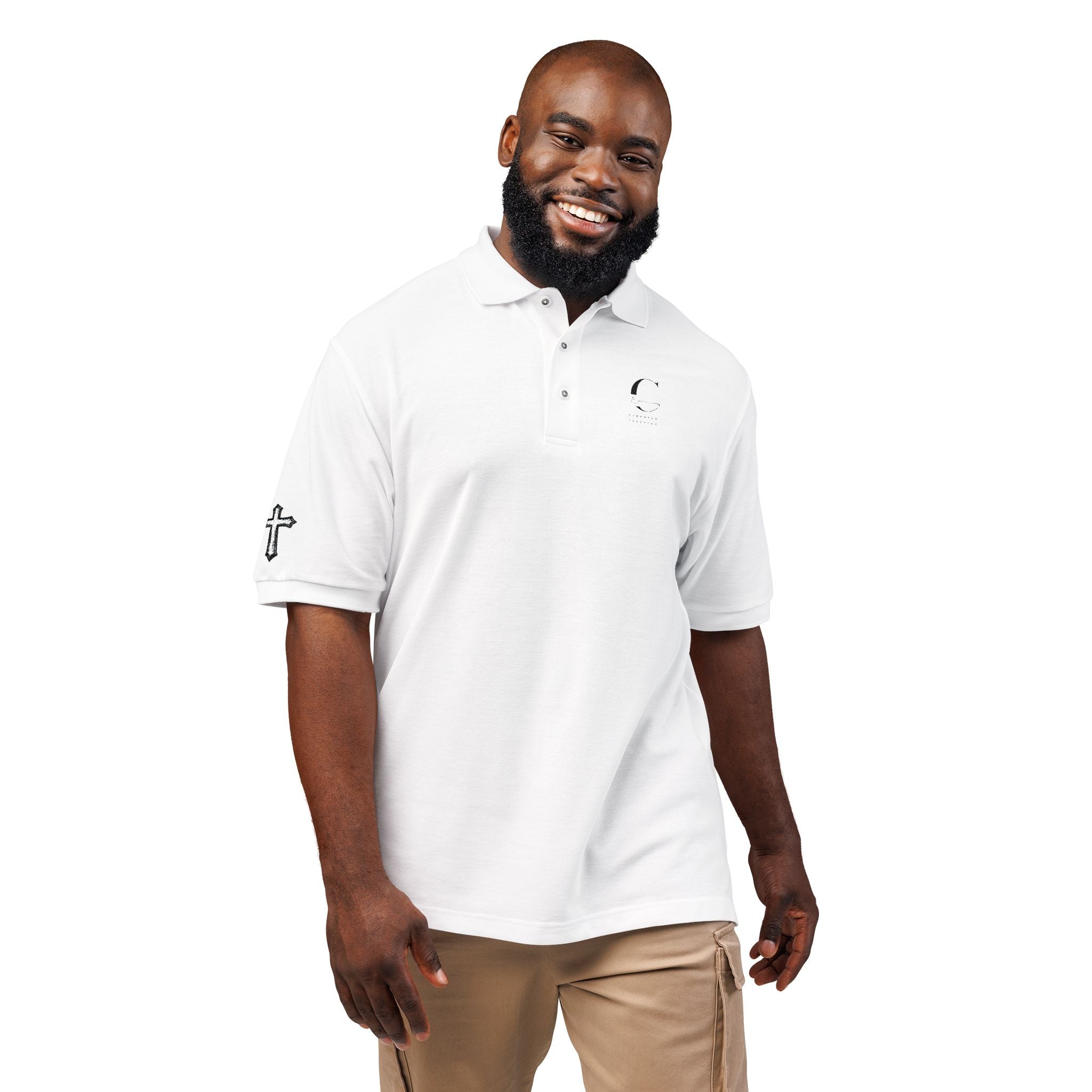 Embroidered Minimalist Polo Shirt — Subtle Logo & Sleeve Graphics