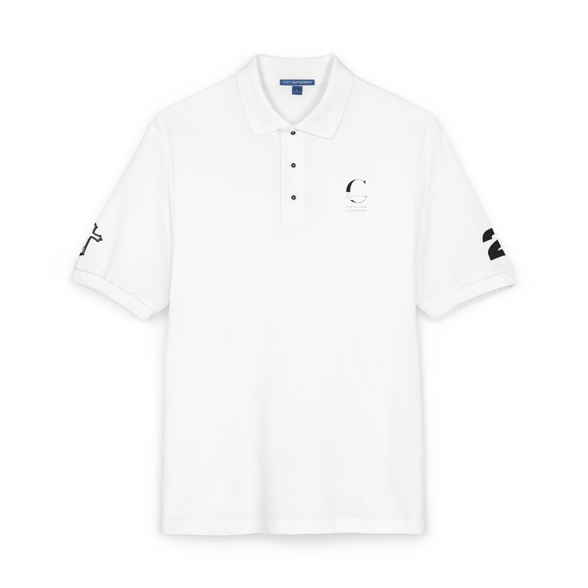 Embroidered Minimalist Polo Shirt — Subtle Logo & Sleeve Graphics