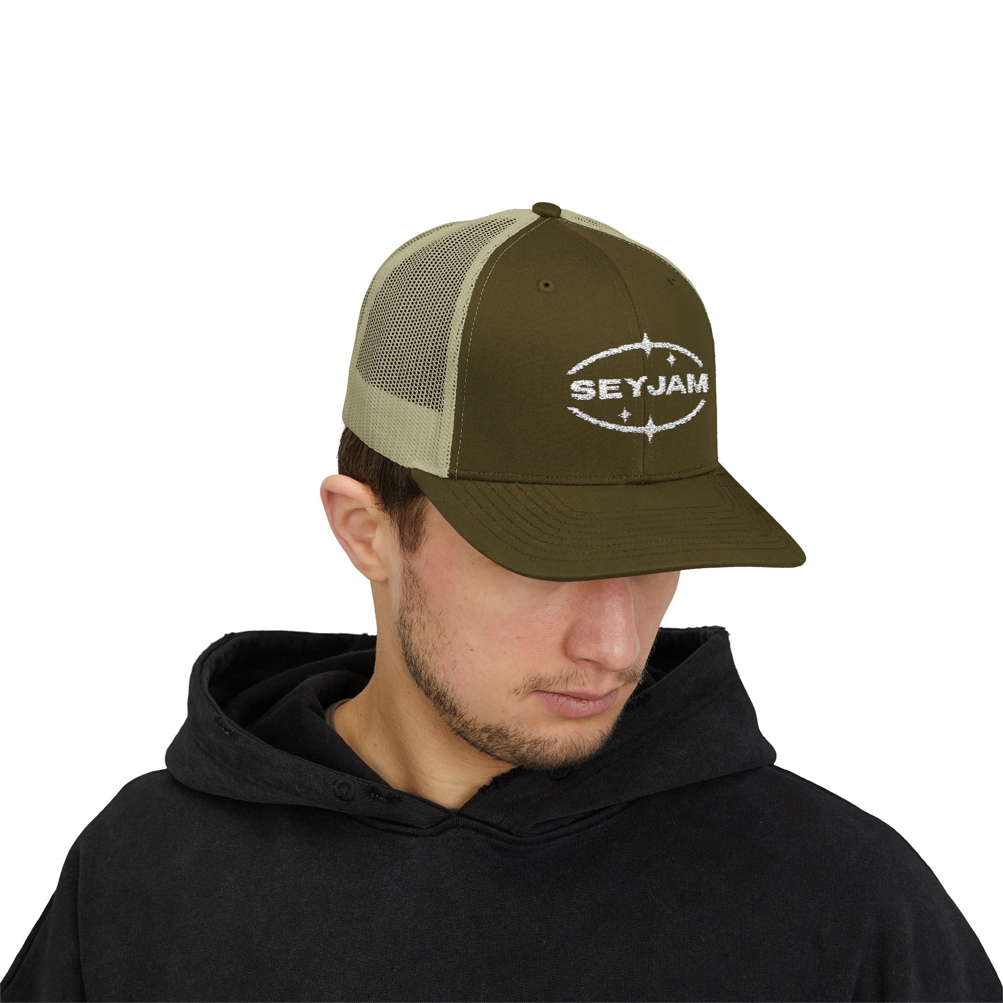 SEYJAM Embroidered Vintage Mesh Snapback Hat