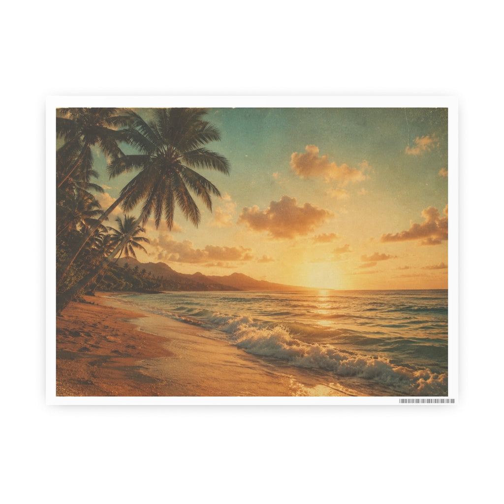 Sunset Beach Photo Poster — Tropical Palm Coast Wall Art