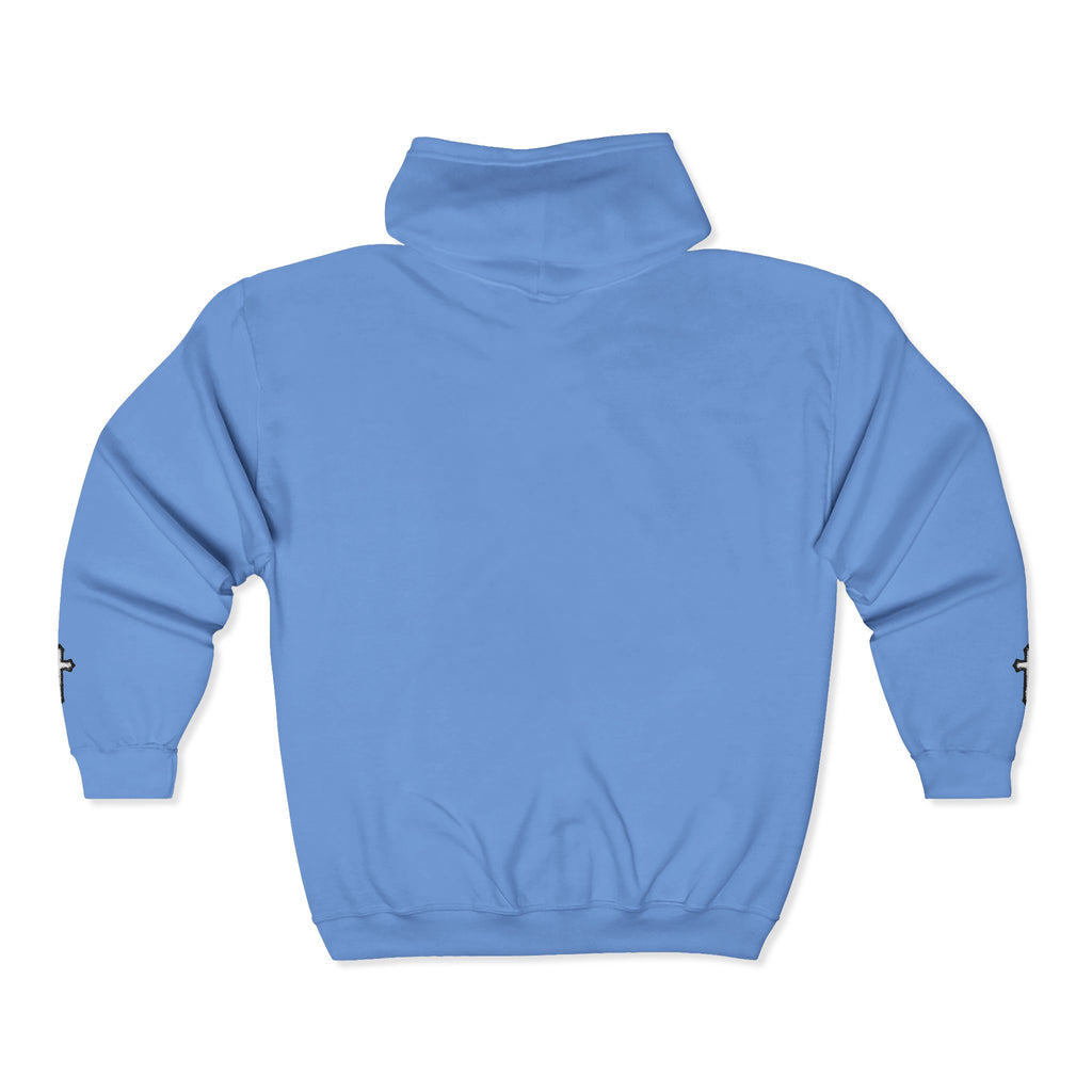 Initial J Monogram Zip Hoodie - Minimal White Full-Zip Sweatshirt