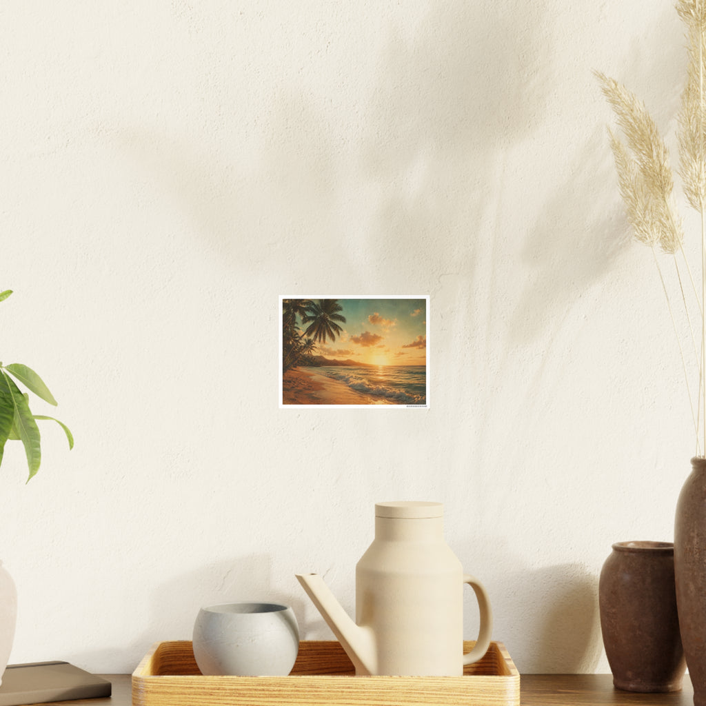 Sunset Beach Photo Poster — Tropical Palm Coast Wall Art
