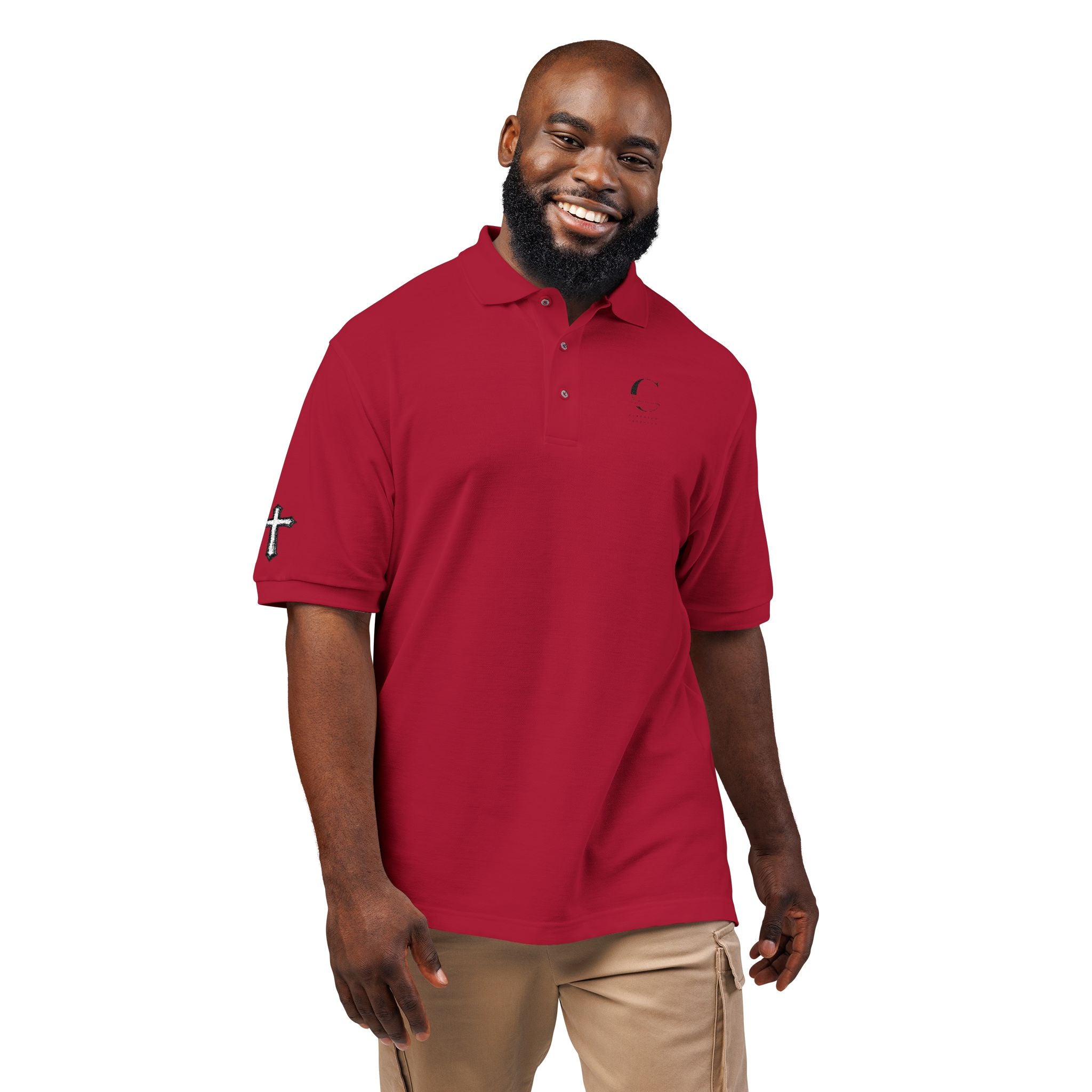 Embroidered Minimalist Polo Shirt — Subtle Logo & Sleeve Graphics