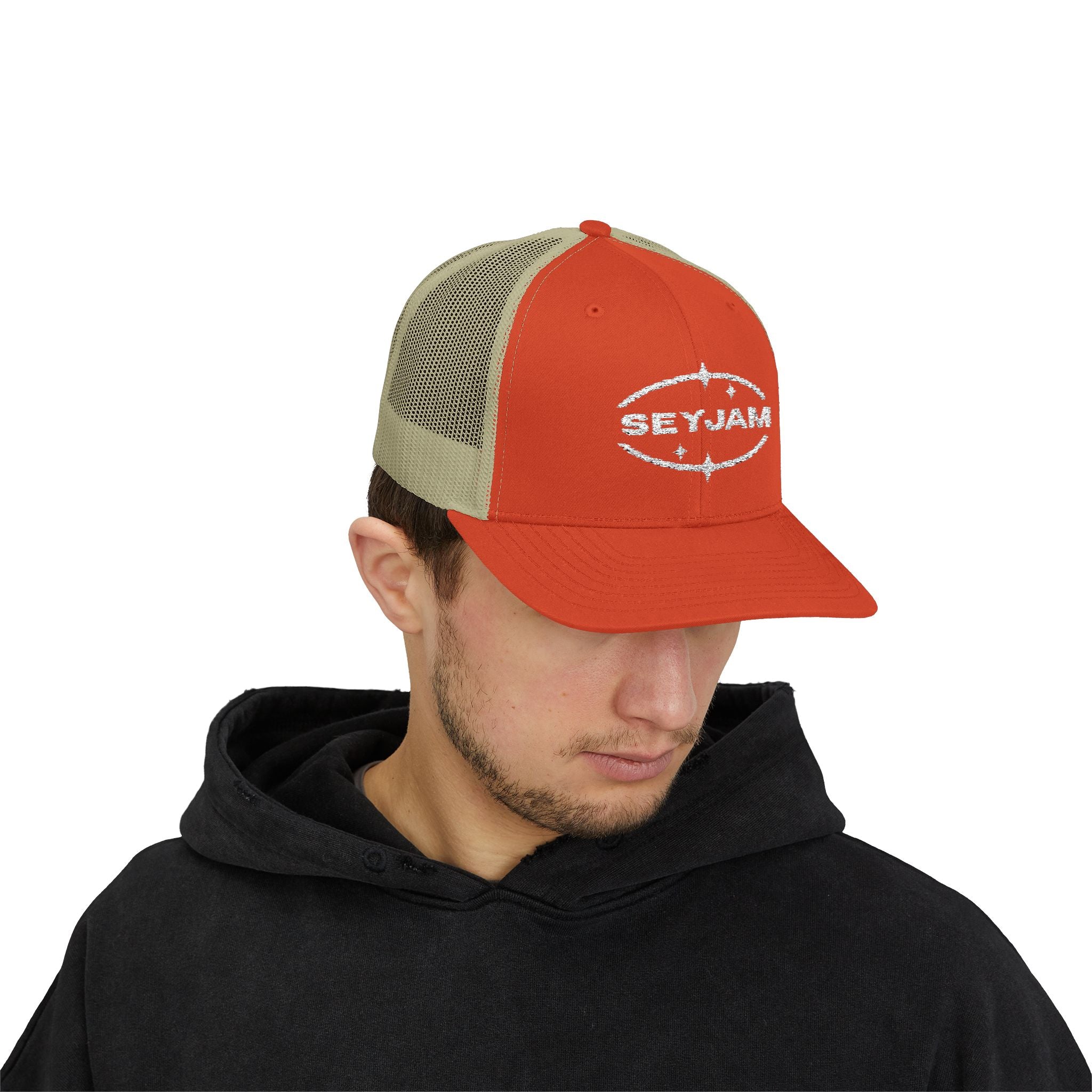SEYJAM Embroidered Vintage Mesh Snapback Hat
