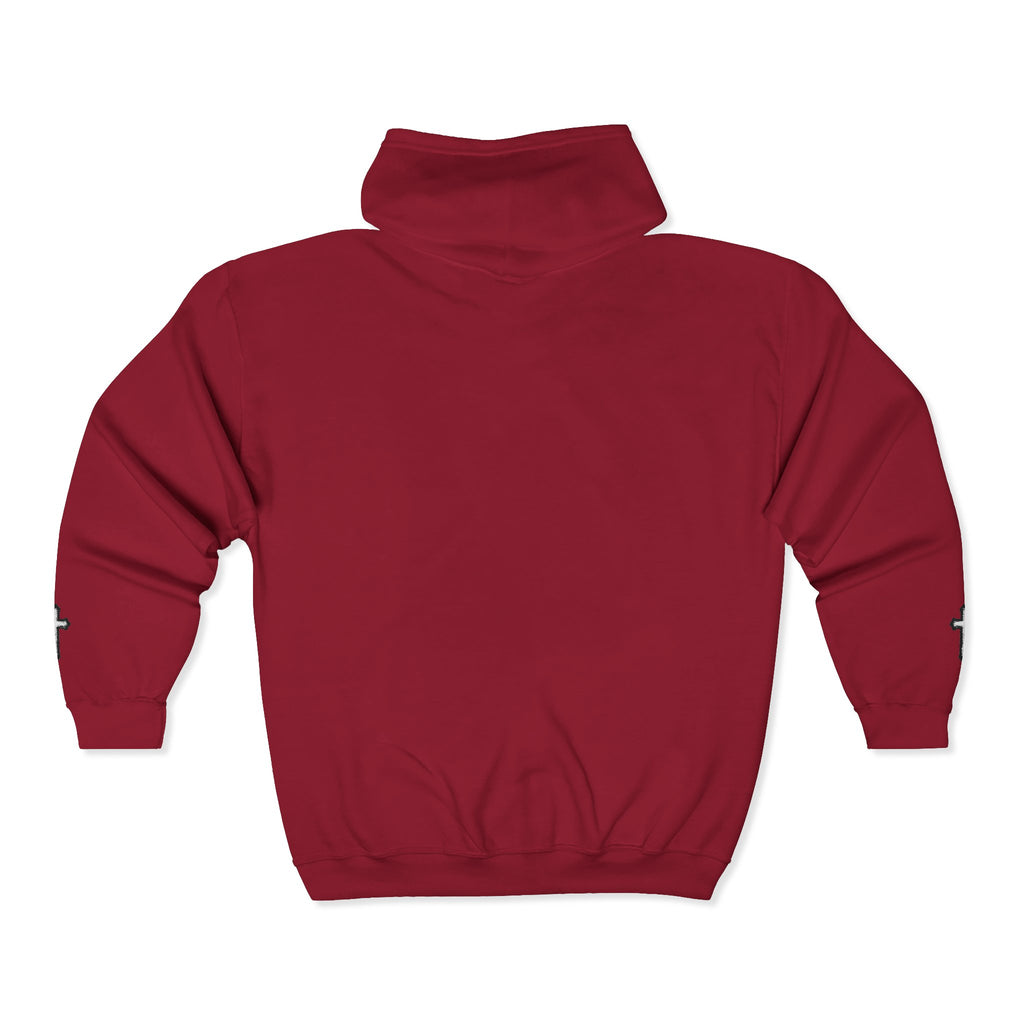 Initial J Monogram Zip Hoodie - Minimal White Full-Zip Sweatshirt
