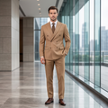 The Sovereign Double-Breasted Slim-Fit Suit – Camel Wool Blend