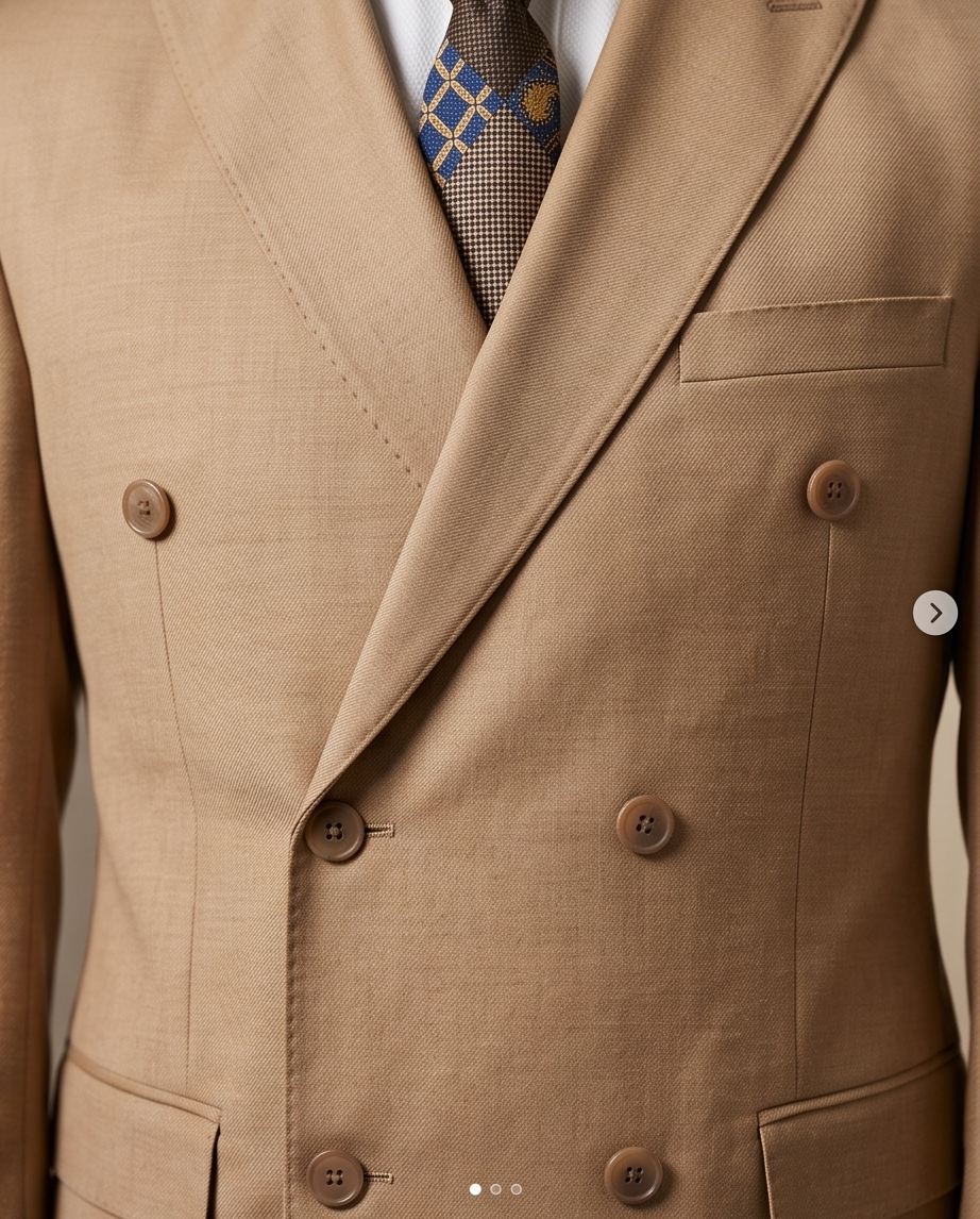The Sovereign Double-Breasted Slim-Fit Suit – Camel Wool Blend