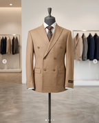 The Sovereign Double-Breasted Slim-Fit Suit – Camel Wool Blend