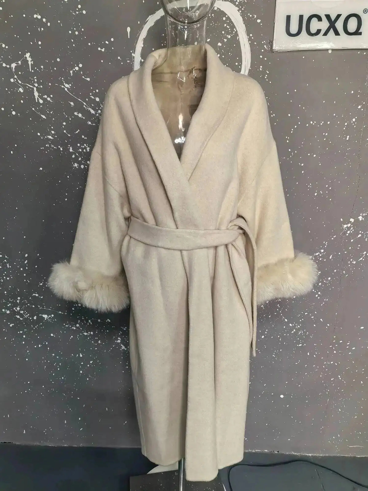 Elegant OL Office Lady Overcoats Fur Patchwork Long Sleeve Woolen Coat Beautiful Women'S Clothing Jacket Autumn 2025 Winter