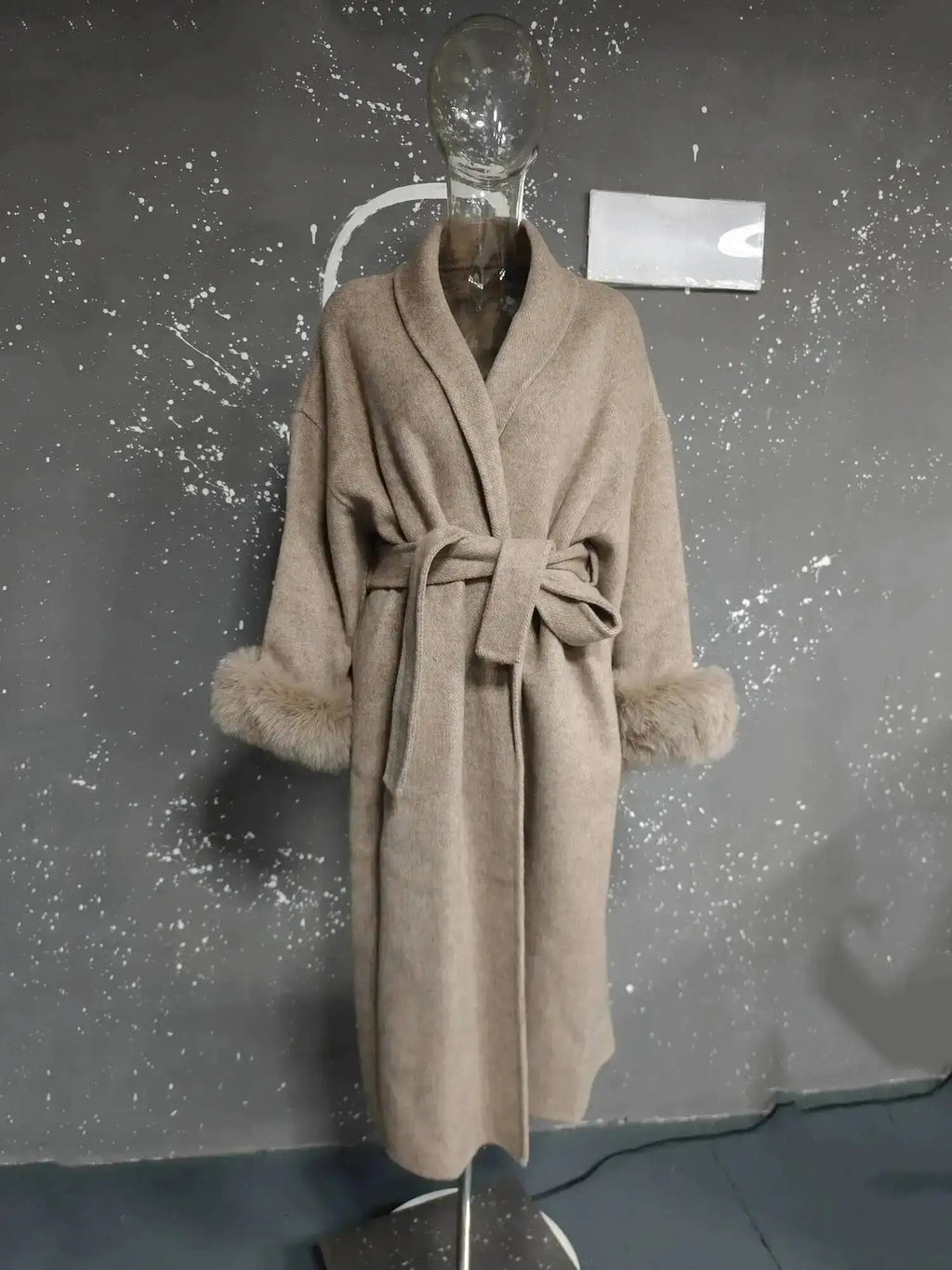 Elegant OL Office Lady Overcoats Fur Patchwork Long Sleeve Woolen Coat Beautiful Women'S Clothing Jacket Autumn 2025 Winter