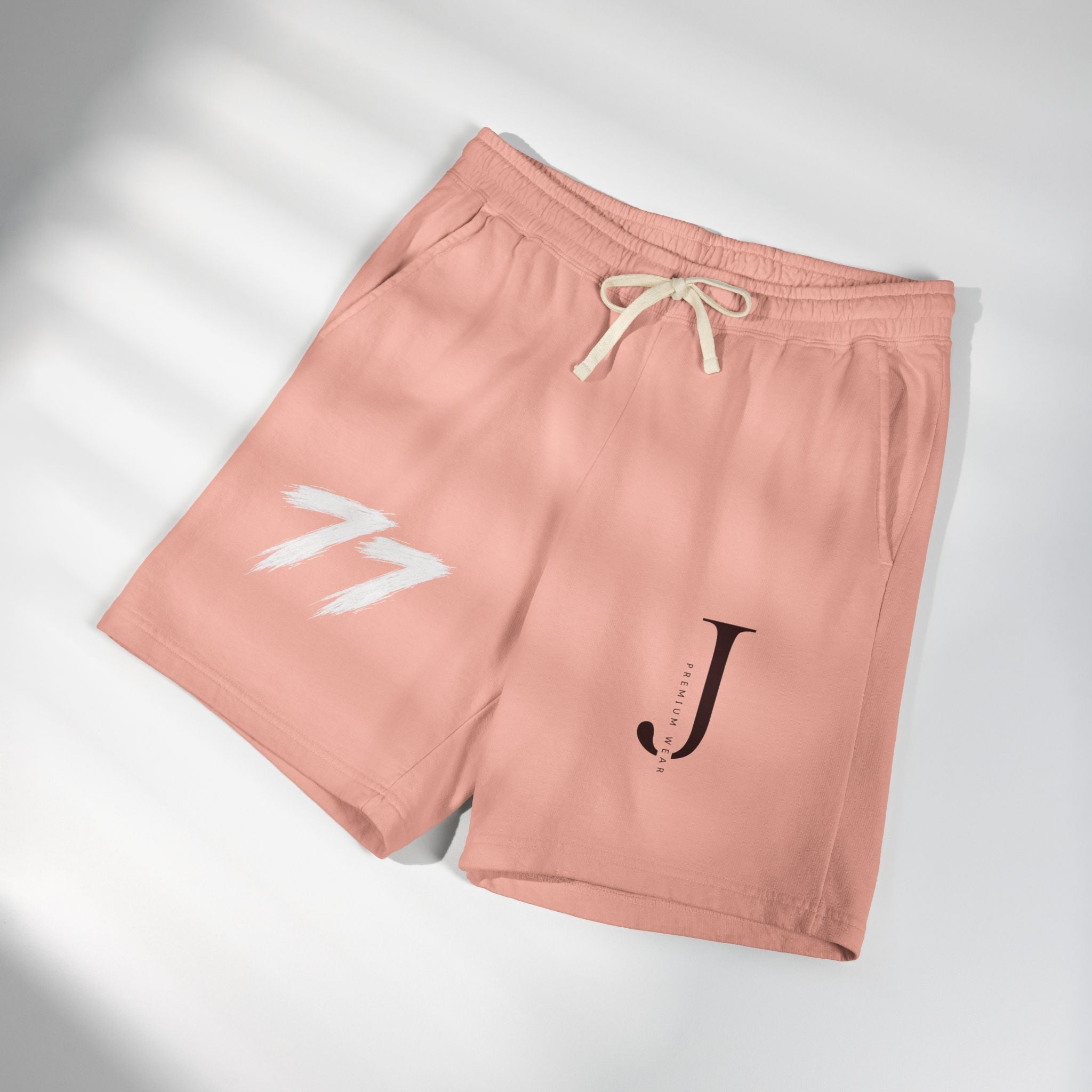 Embroidered Initial 'J' Fleece Shorts with Cross Graphic — Lightweight Sweat Shorts