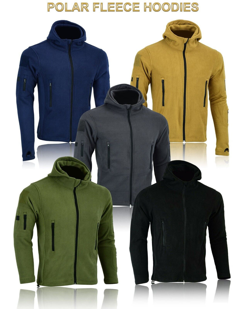 Men Casual Coat Tactical Recon Fleece Jacket Full Zip Army Hoodie Combat Hoody