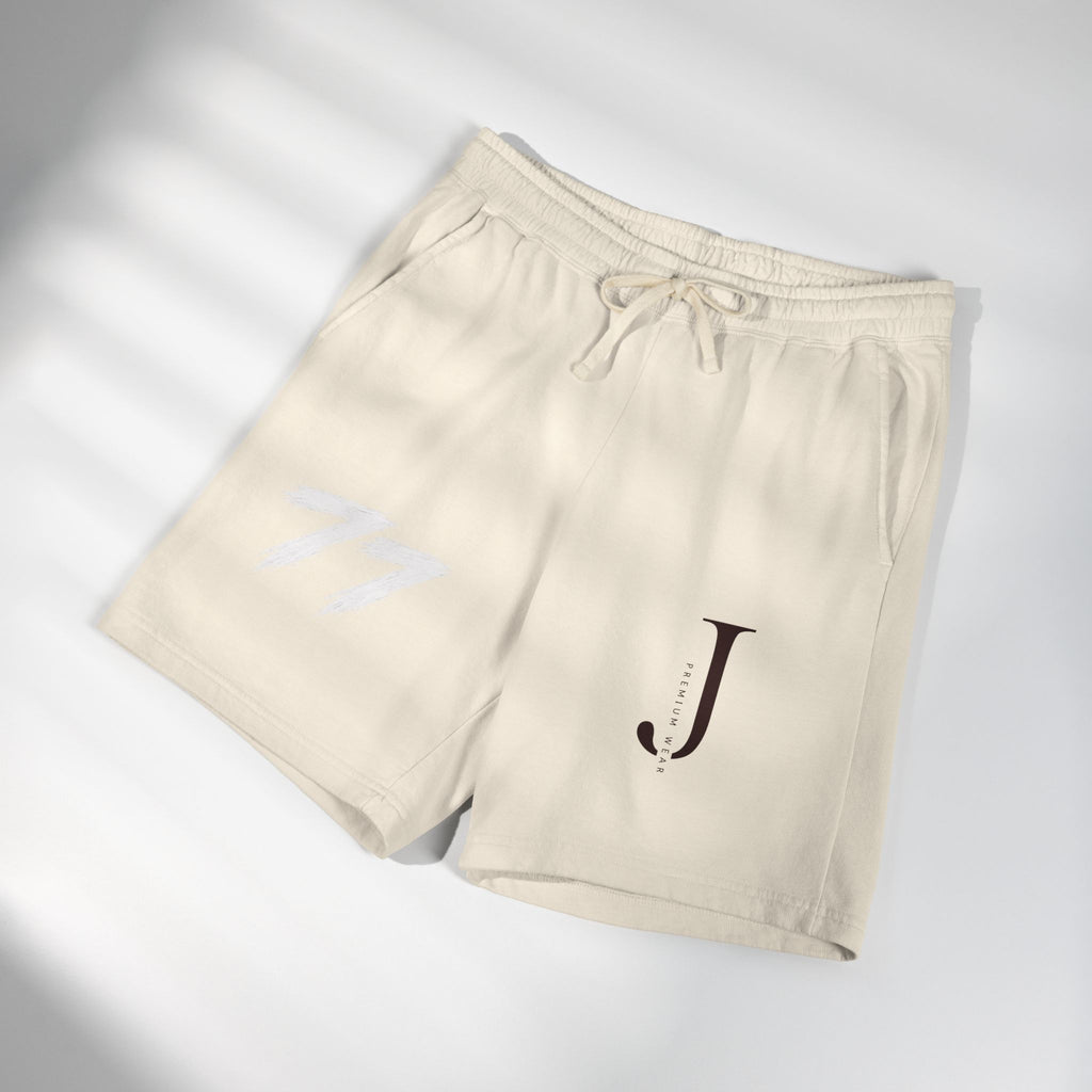 Embroidered Initial 'J' Fleece Shorts with Cross Graphic — Lightweight Sweat Shorts
