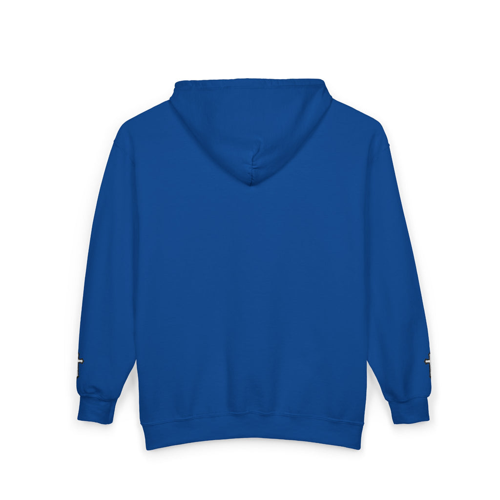 Initial J Monogram Zip Hoodie - Minimal White Full-Zip Sweatshirt