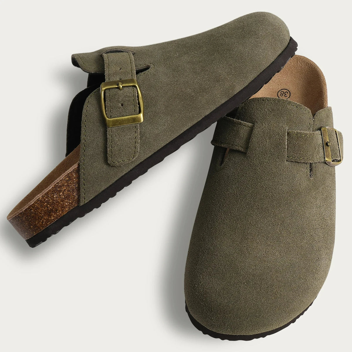 Cork Suede Mules Slippers for Women Fashion Men Clogs Shoes Classic Cork Antislip Outdoor Slippers with Arch Support