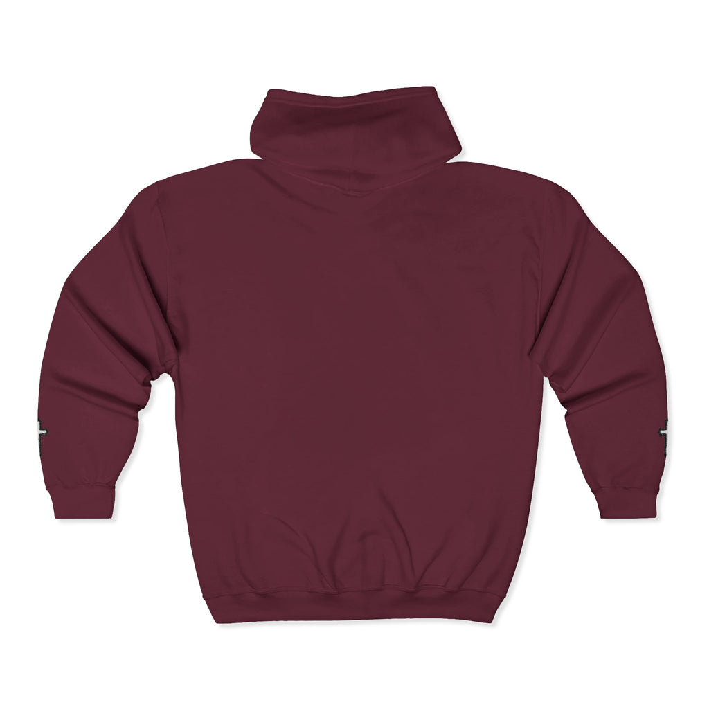 Initial J Monogram Zip Hoodie - Minimal White Full-Zip Sweatshirt