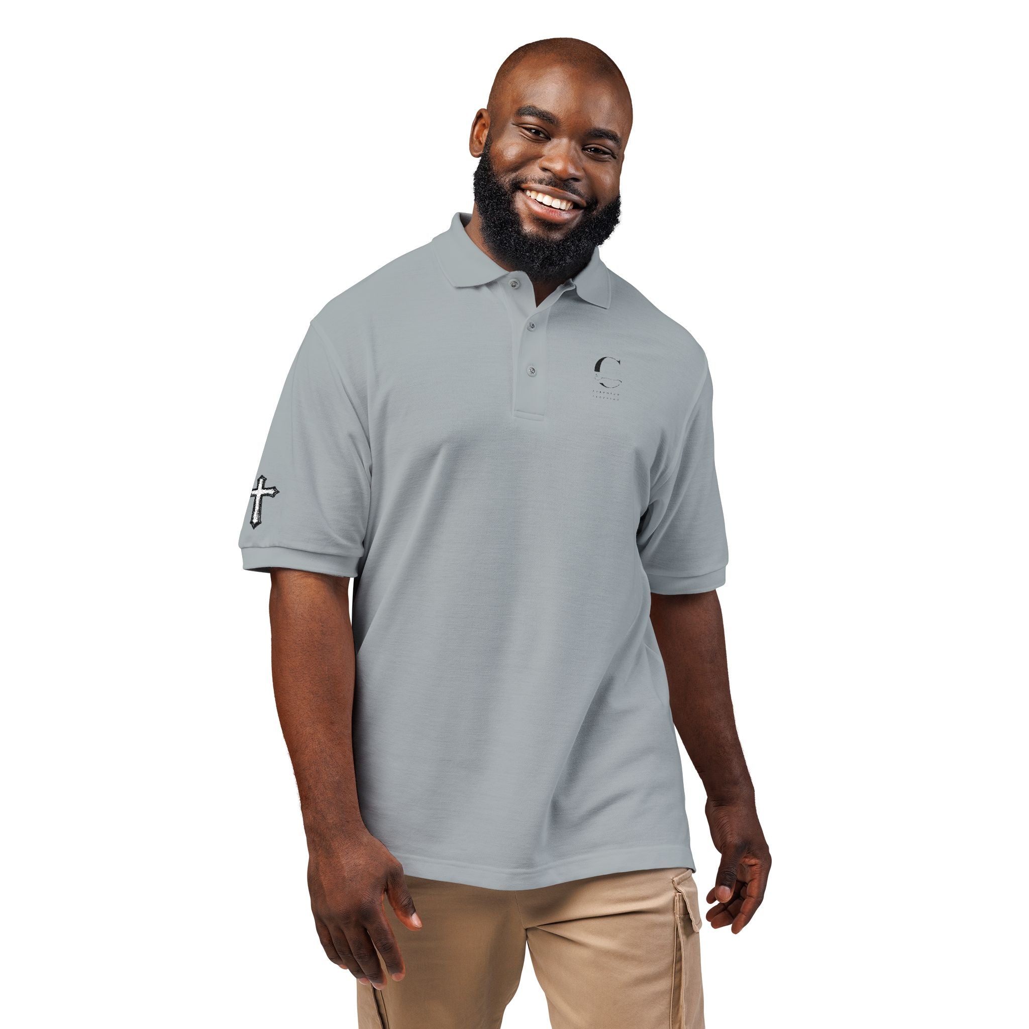 Embroidered Minimalist Polo Shirt — Subtle Logo & Sleeve Graphics