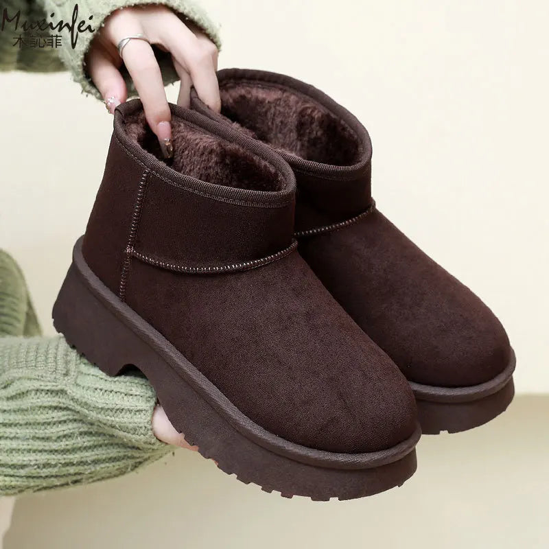 Women'S Snow Boots Fashionable with Thick Velvet and Height Increasing Cotton Shoes for Women'S Lightweight Short Boots