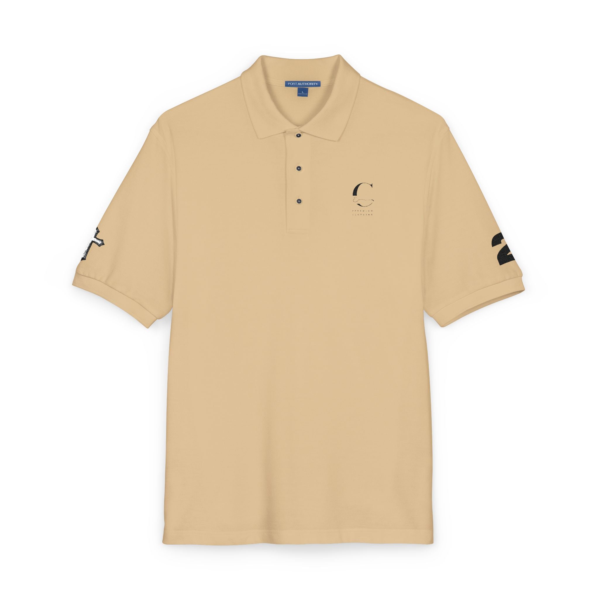 Embroidered Minimalist Polo Shirt — Subtle Logo & Sleeve Graphics