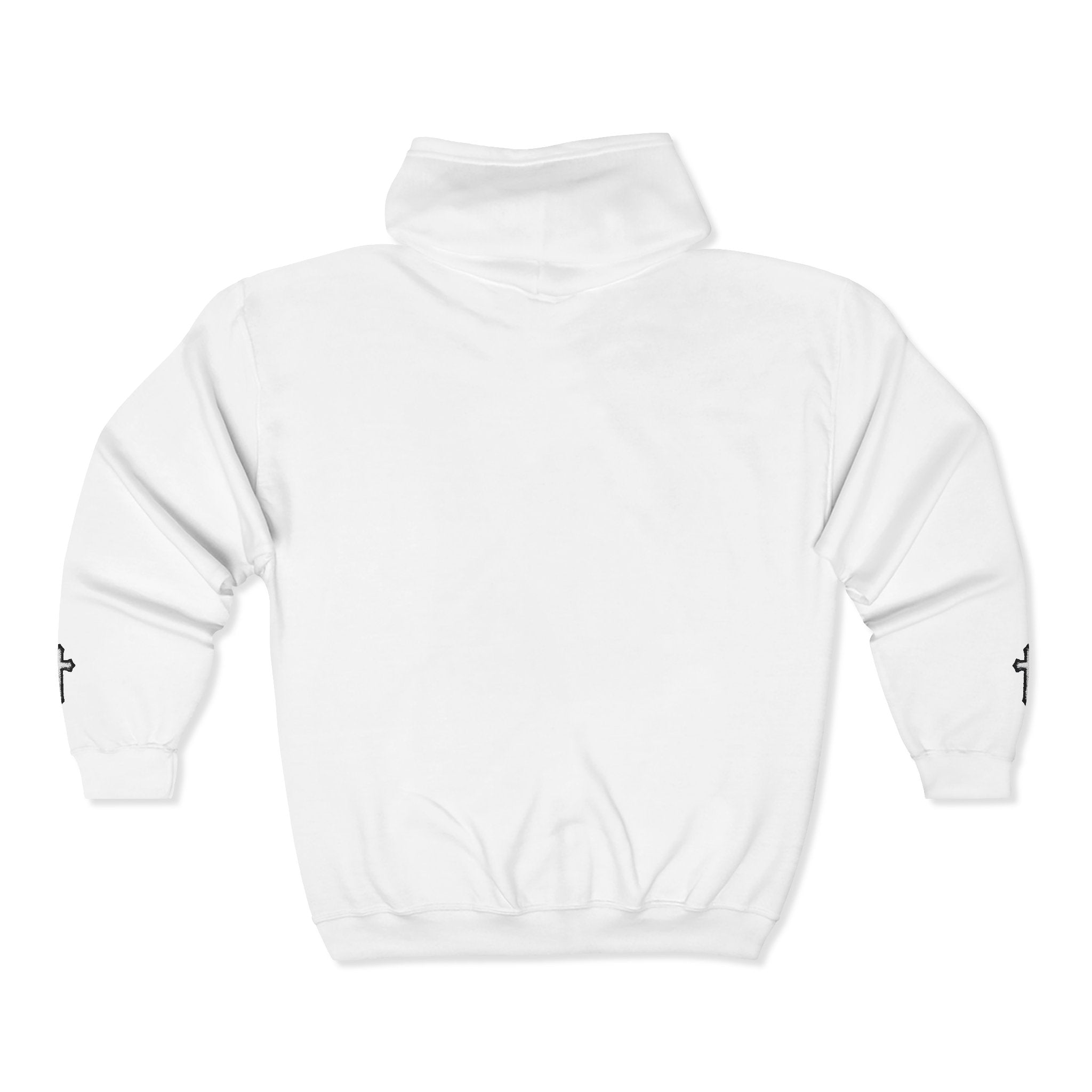 Initial J Monogram Zip Hoodie - Minimal White Full-Zip Sweatshirt