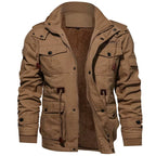 Men'S Hooded Winter Jackets Plush Thickened Coat Autumn Large Tactical Cotton Medium and Long Work Clothes Bomber Tactical Coats