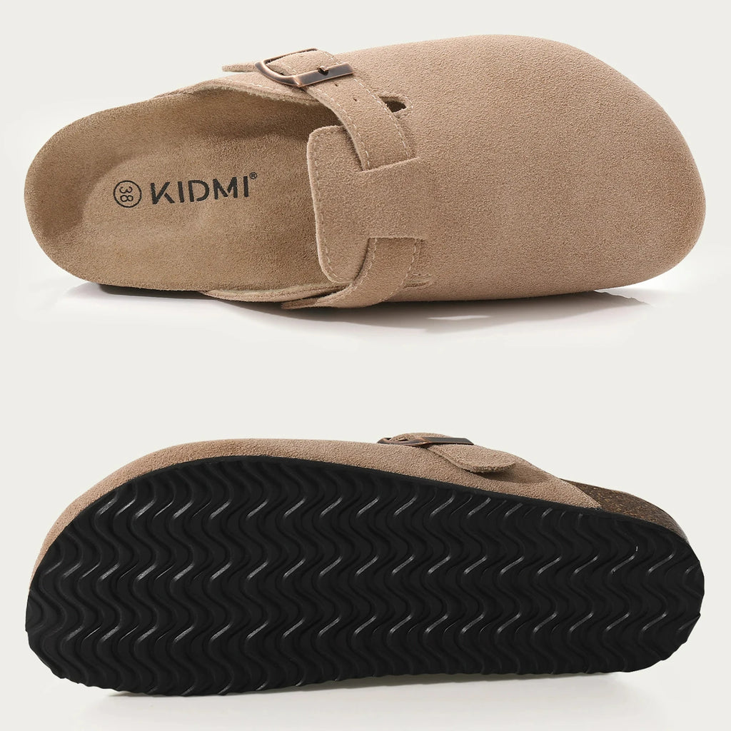 Cork Suede Mules Slippers for Women Fashion Men Clogs Shoes Classic Cork Antislip Outdoor Slippers with Arch Support