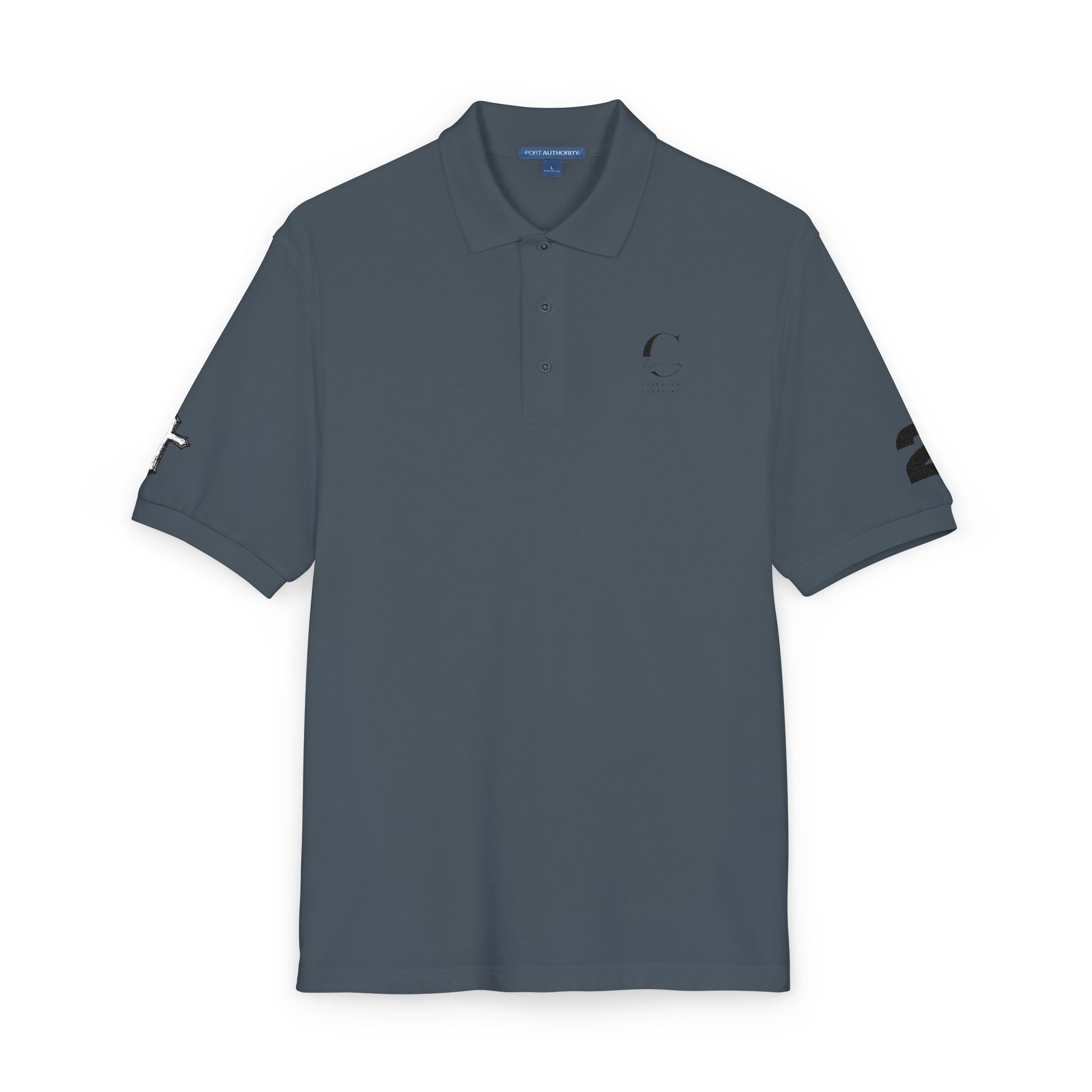 Embroidered Minimalist Polo Shirt — Subtle Logo & Sleeve Graphics