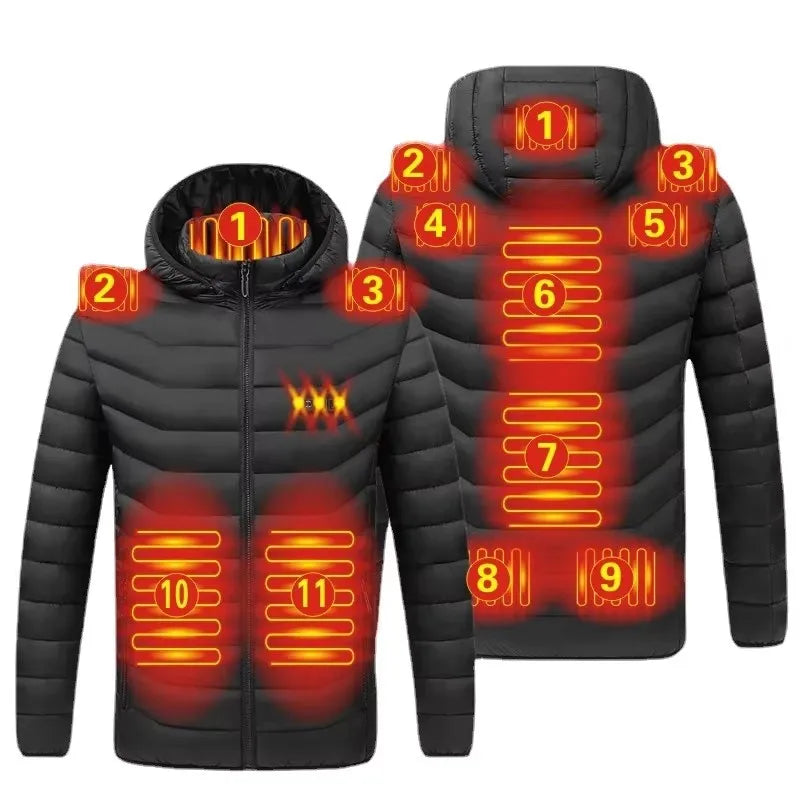 Men Heated Jacket USB Winter Outdoor Electric Heating Male Bobojaco Warm Sprots Thermal Coat Clothing Heatable Men'S Parka