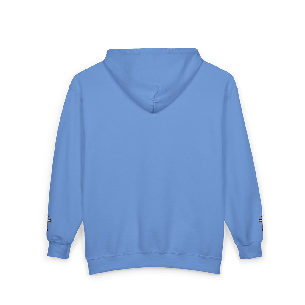 Initial J Monogram Zip Hoodie - Minimal White Full-Zip Sweatshirt