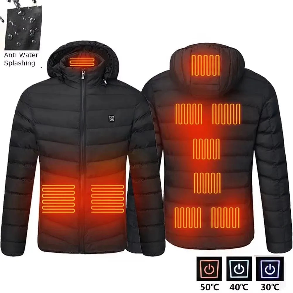 Men Heated Jacket USB Winter Outdoor Electric Heating Male Bobojaco Warm Sprots Thermal Coat Clothing Heatable Men'S Parka