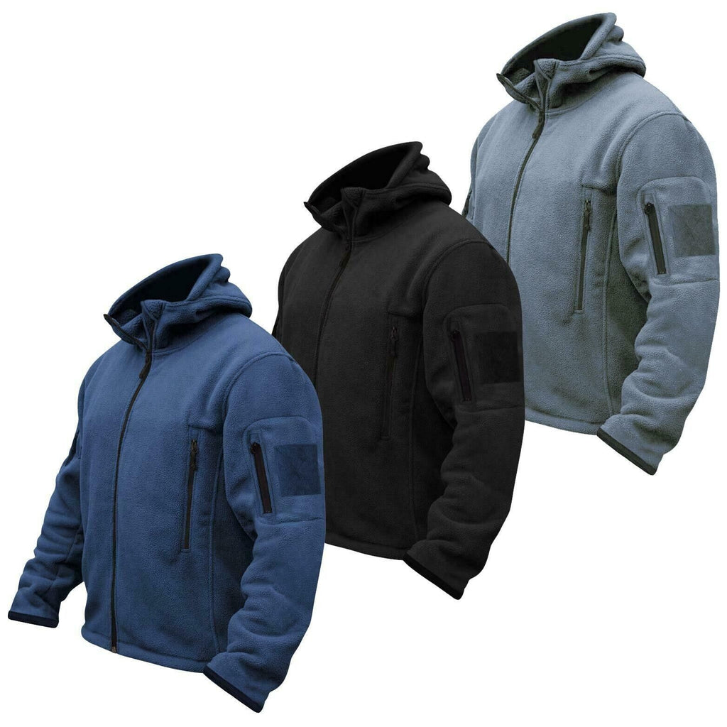 Men Casual Coat Tactical Recon Fleece Jacket Full Zip Army Hoodie Combat Hoody