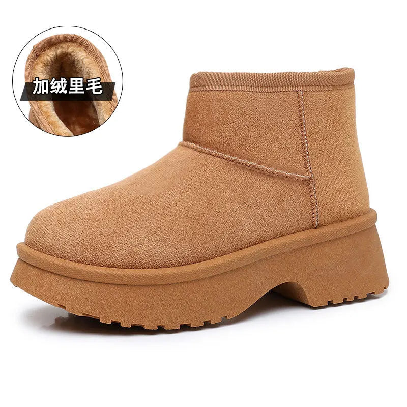 Women'S Snow Boots Fashionable with Thick Velvet and Height Increasing Cotton Shoes for Women'S Lightweight Short Boots