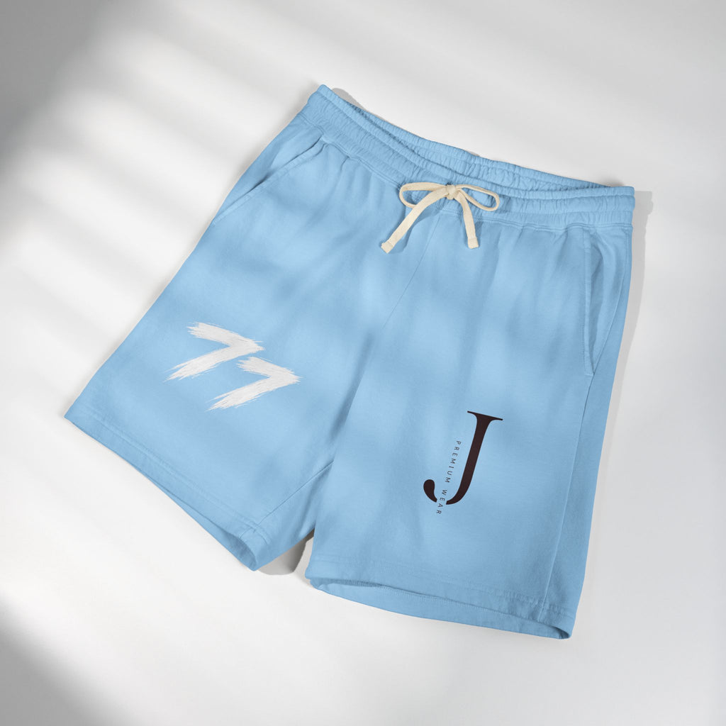 Embroidered Initial 'J' Fleece Shorts with Cross Graphic — Lightweight Sweat Shorts