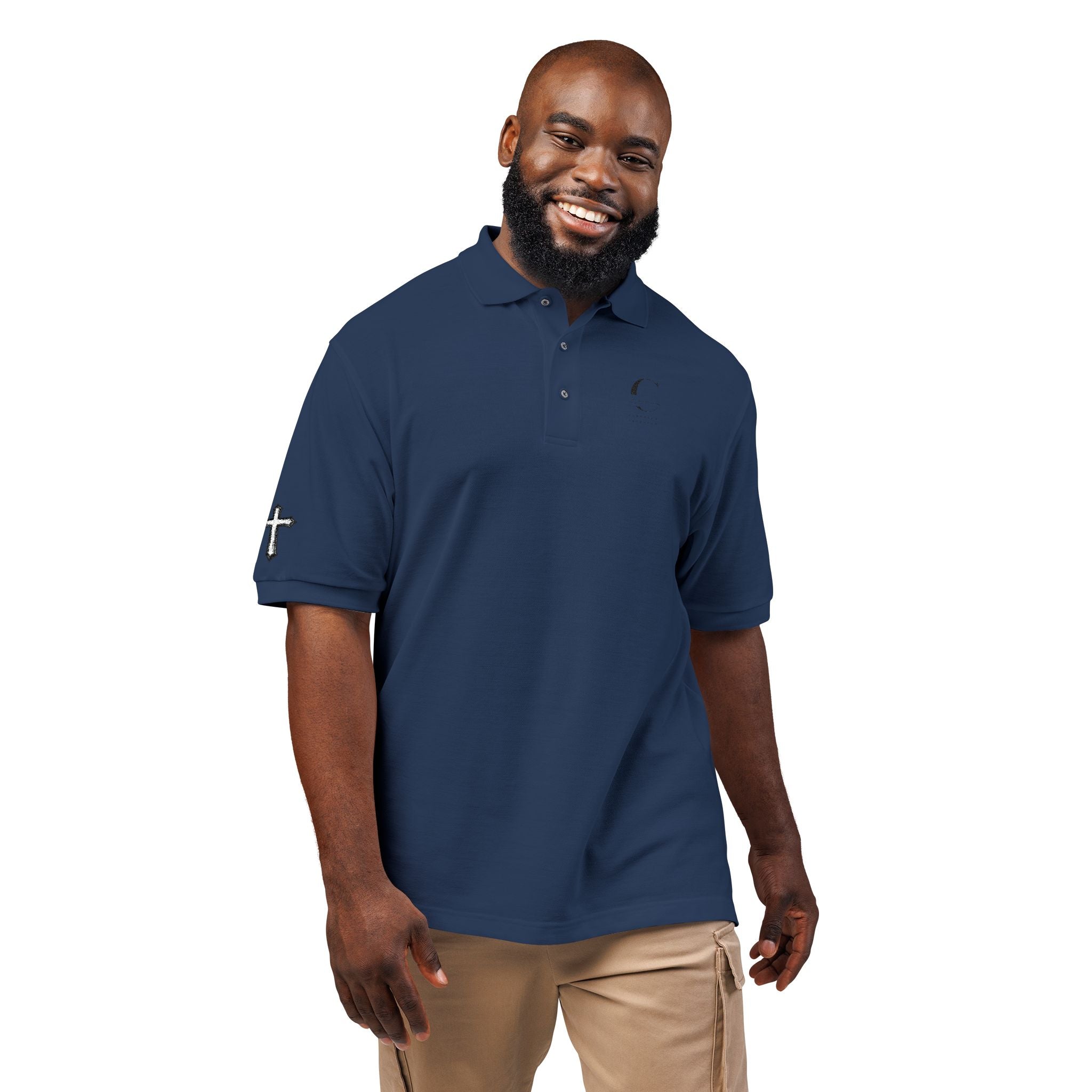 Embroidered Minimalist Polo Shirt — Subtle Logo & Sleeve Graphics