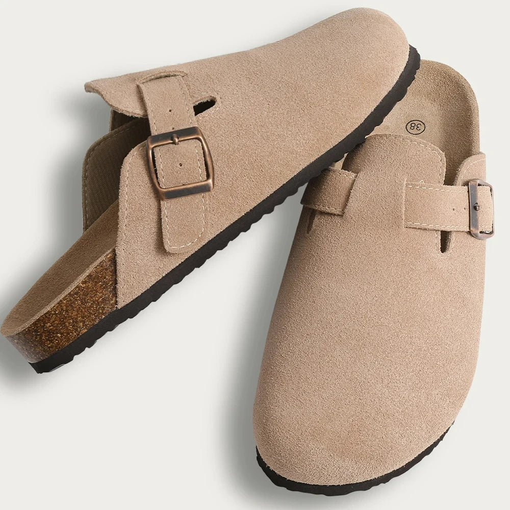Cork Suede Mules Slippers for Women Fashion Men Clogs Shoes Classic Cork Antislip Outdoor Slippers with Arch Support