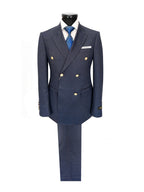 Men's Navy Birdseye Double-Breasted Suit With Gold-Tone Buttons