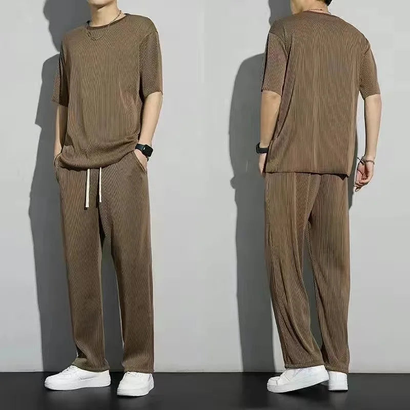Men’s Oversized Ice Silk Shirt & Pants Set