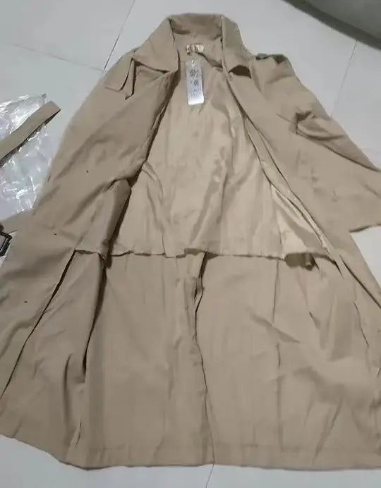Women’s Korean-Style Long Windbreaker Coat – Loose Fit Casual Spring & Autumn Outerwear
