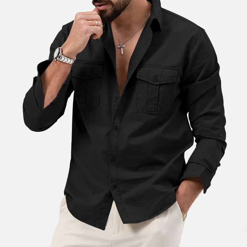Men's Casual Long Sleeve Shirt – Breathable Button-Up Top for Spring & Autumn