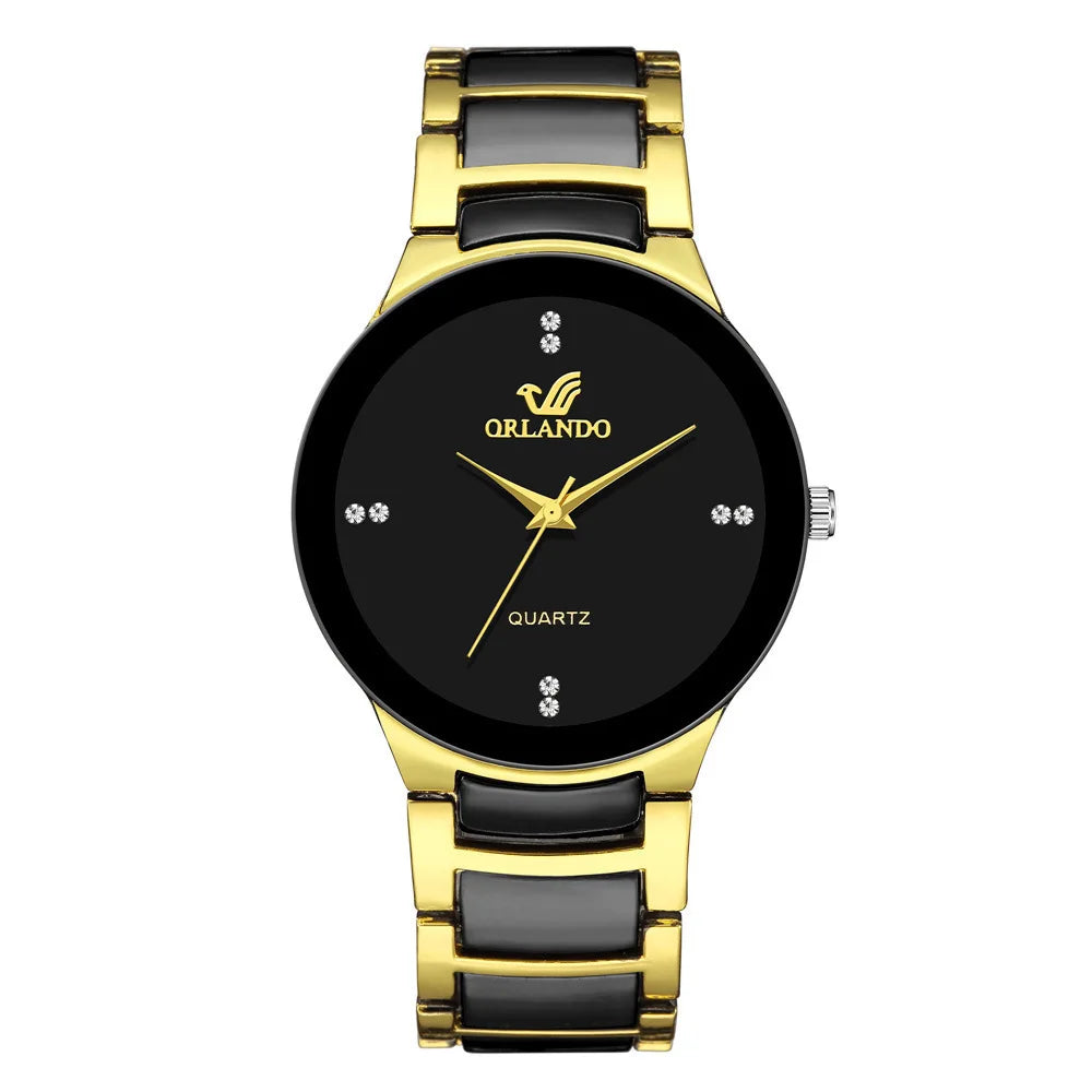Men's Black Dial Stainless Steel Quartz Business Watch