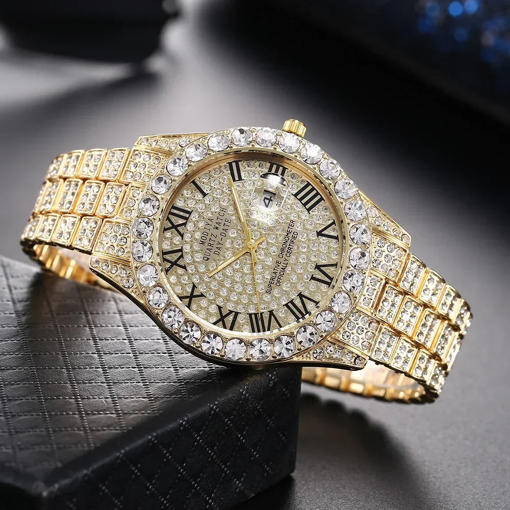 Luxury Men's Diamond Bling Quartz Watch