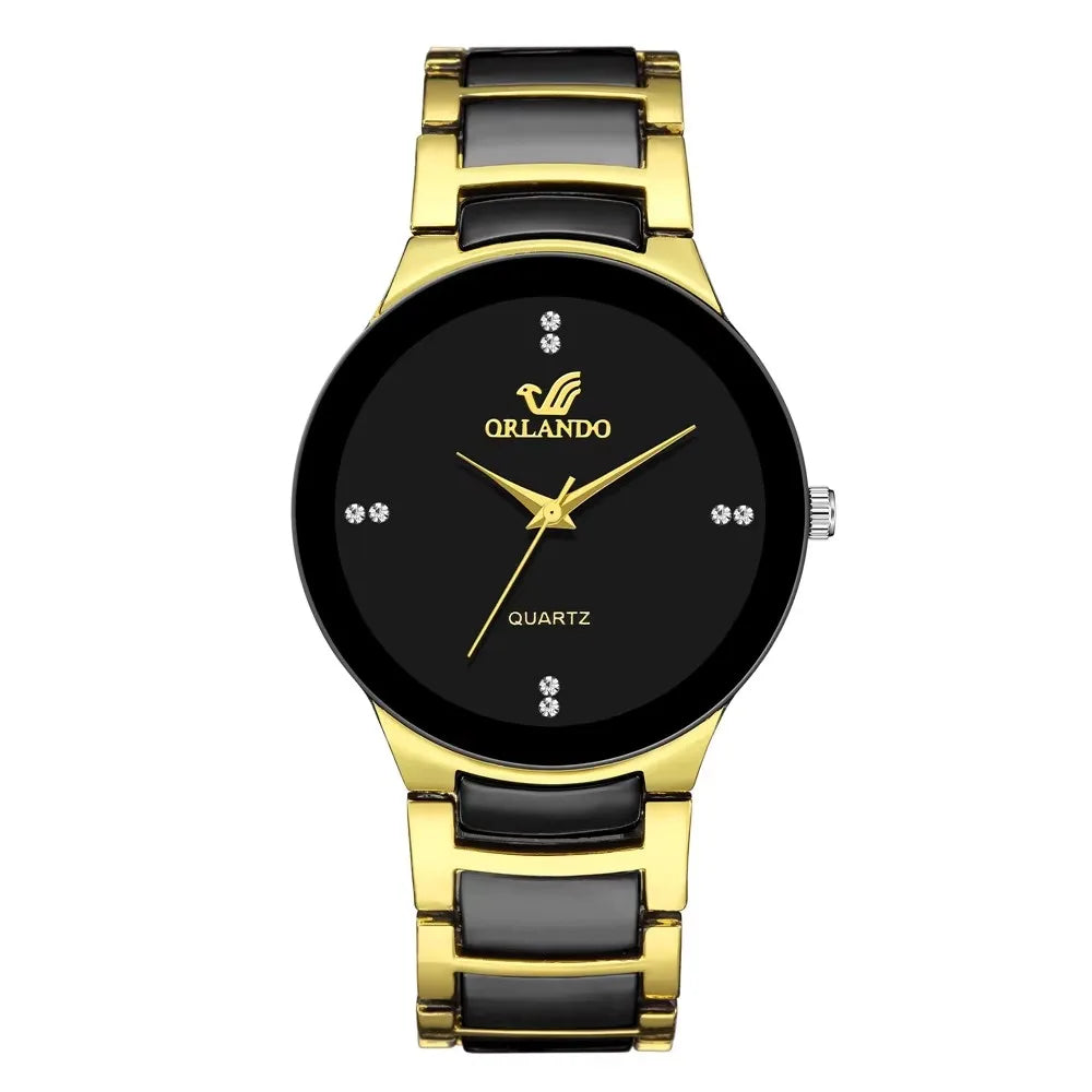 Men's Black Dial Stainless Steel Quartz Business Watch