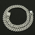 14MM Iced-Out Cuban Link Necklace – Men’s CZ Rhinestone Hip Hop Chain