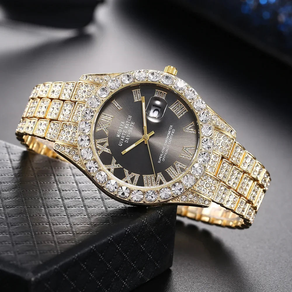 Luxury Men's Diamond Bling Quartz Watch