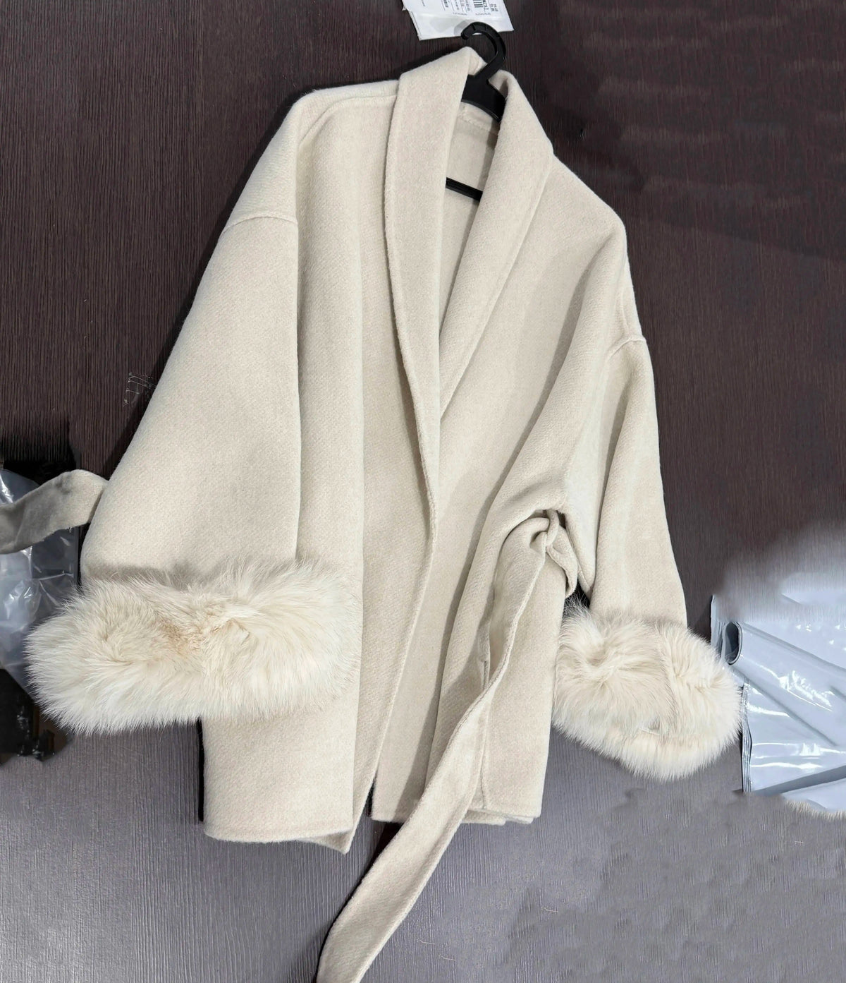 Elegant OL Office Lady Overcoats Fur Patchwork Long Sleeve Woolen Coat Beautiful Women'S Clothing Jacket Autumn 2025 Winter