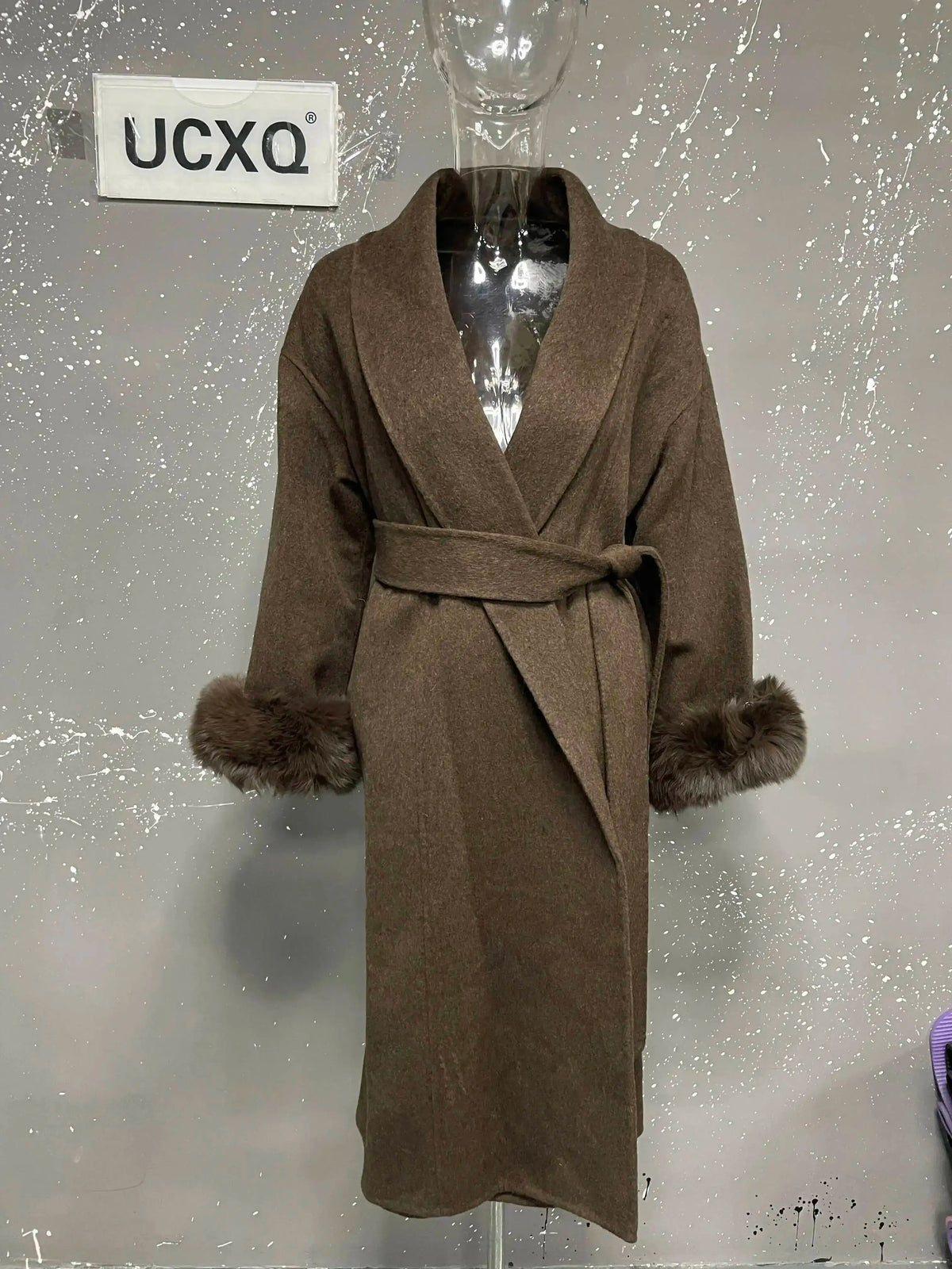 Elegant OL Office Lady Overcoats Fur Patchwork Long Sleeve Woolen Coat Beautiful Women'S Clothing Jacket Autumn 2025 Winter