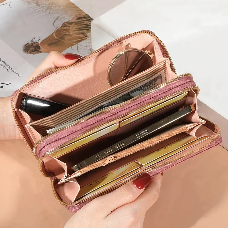 Women’s Large Capacity Zipper Wallet – 8 Card Slots & Multiple Compartments